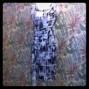 Asymmetrical watercolor sheath dress