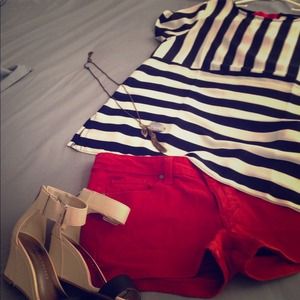 Red modern shorts! Previously loved!