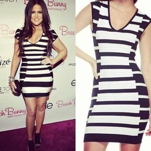 Bandage black and white dress