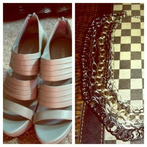 BCBG sandals/chain link necklace bundle. RESERVED
