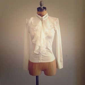 White rhinestone long sleeve blouse