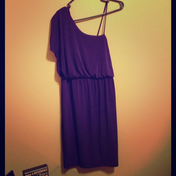 Valerie Bertinelli Purple One Shoulder Dress
