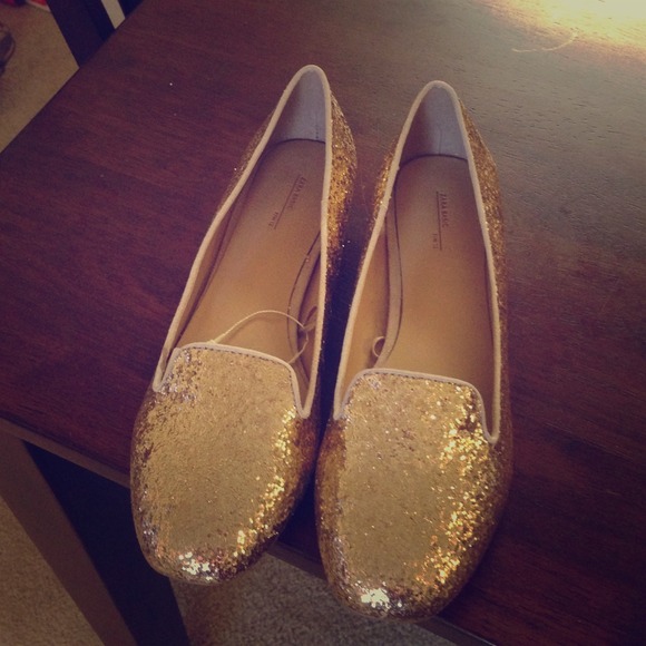 Zara gold flats