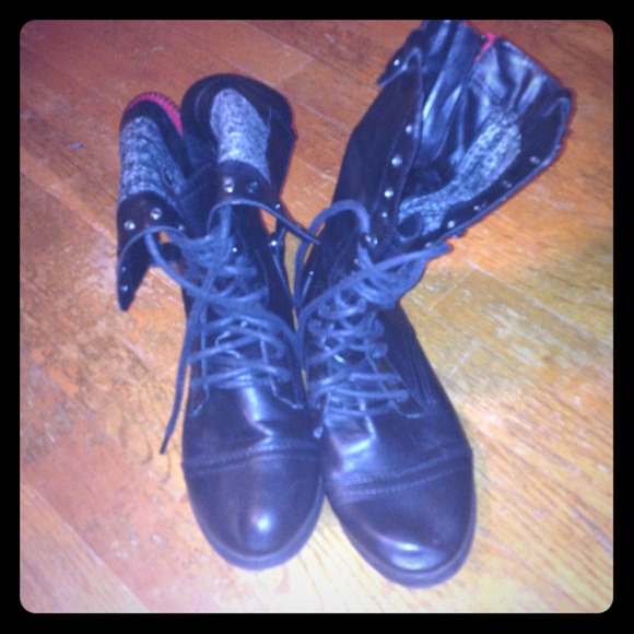 Black combat boots