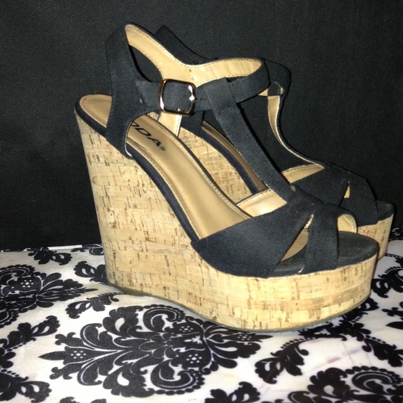 Black platform wedges