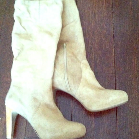 Max Aria tall tan suede leather boots - Picture 1 of 2