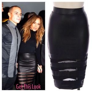 🎉HOST PICK🎉Faux Leather Skirt With Mesh Inset