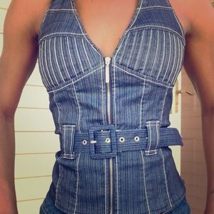 Denim halter top