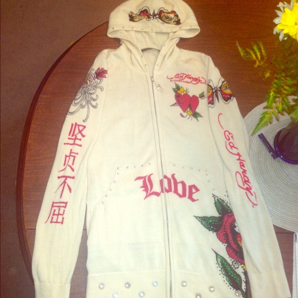 Off white long Ed hardy sweater