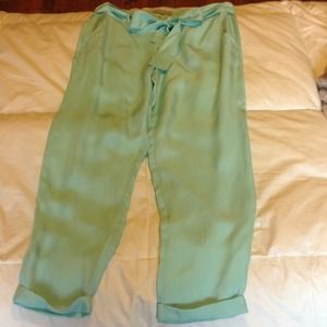 Pants in mint silk