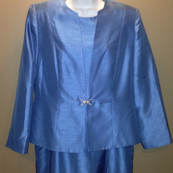 Lila Ryan Petite Mosaic Blue Jacket/Dress Size 14