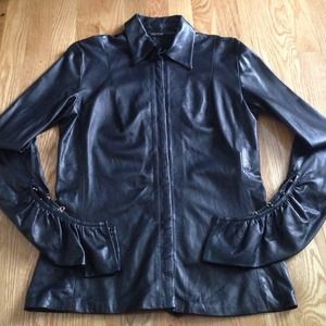 Roberto Cavalli fitted leather jacket