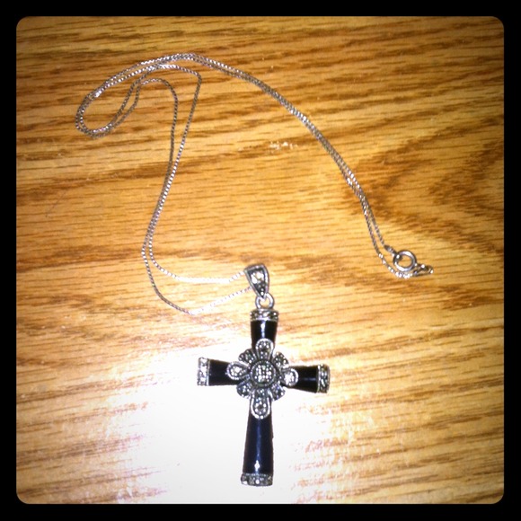 Black onix cross necklace