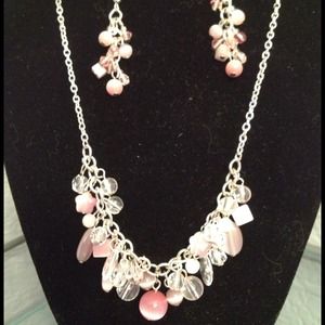 Delicate Pink necklace and earrings set