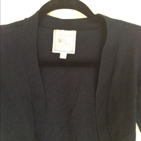 Sweet Rose navy ruffle sleeve 3/4 length cardigan - Picture 2 of 3