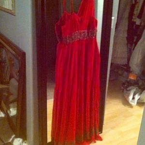 Adriana Papell gorgeous red beaded evening gown