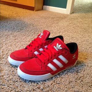 Mens red with white stripe Adidas