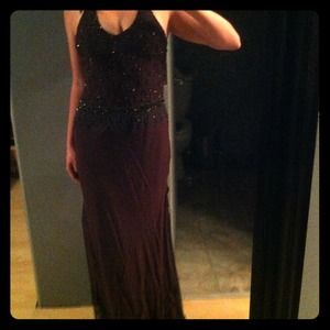 Lillie Rubin size 6 beaded drop waist mocha gown