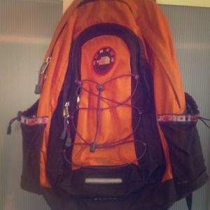 RARE north face backpack orange and purple
