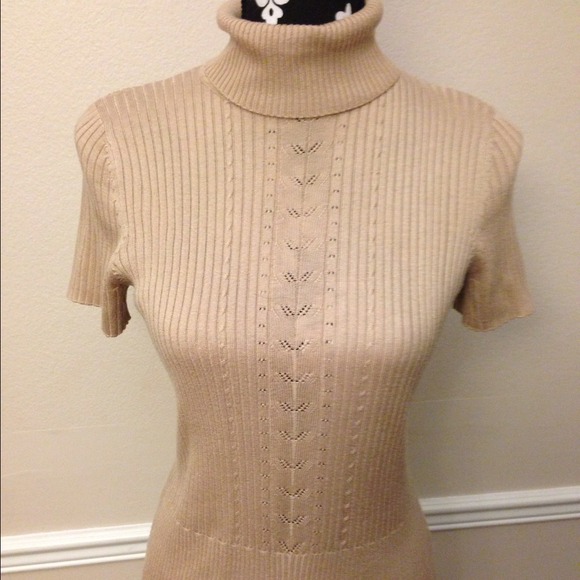 SOLD!!! Tan short sleeved turtleneck