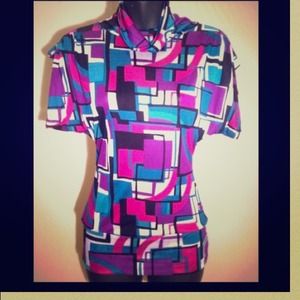 Multi colored purple top with key hole back