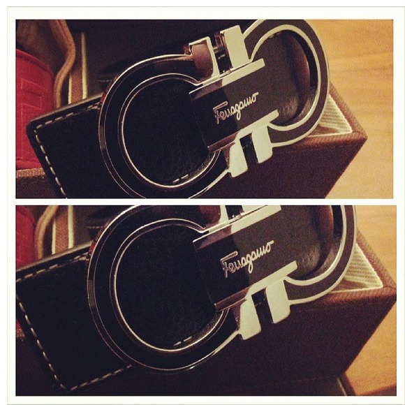 Ferragamo belt ; chrome buckle