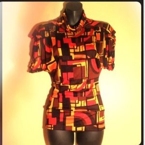 Multi brown turtle neck top