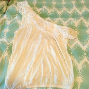 One shoulder white American eagle top