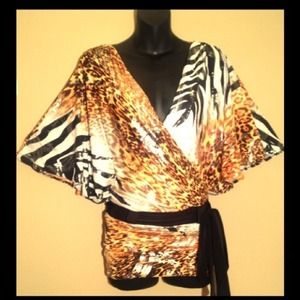 Animal print tunic with silver foil shine!