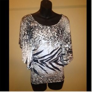 Animal print gold shine top