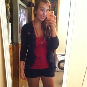 Navy Hollister ruffled sweater