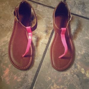 TRADED!!!! Brown & Hot Pink Sandals