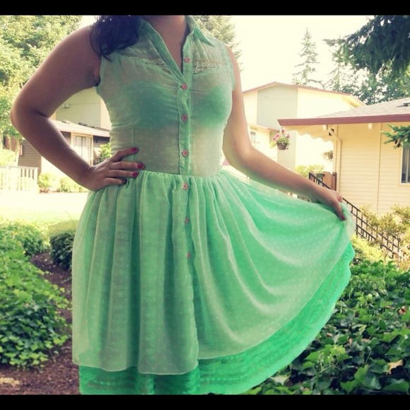 🚫TRADED🚫PRICE CUT! Mint Lacey Chiffon Dress