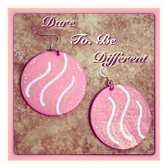 Hand painted wood earrings