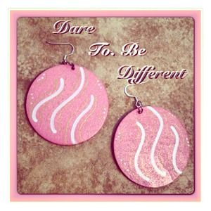 Hand painted wood earrings
