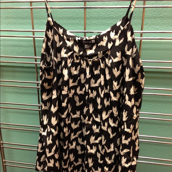 Forever 21 Tops - Black and white blouse with fox print