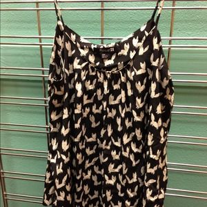 Black and white blouse with fox print