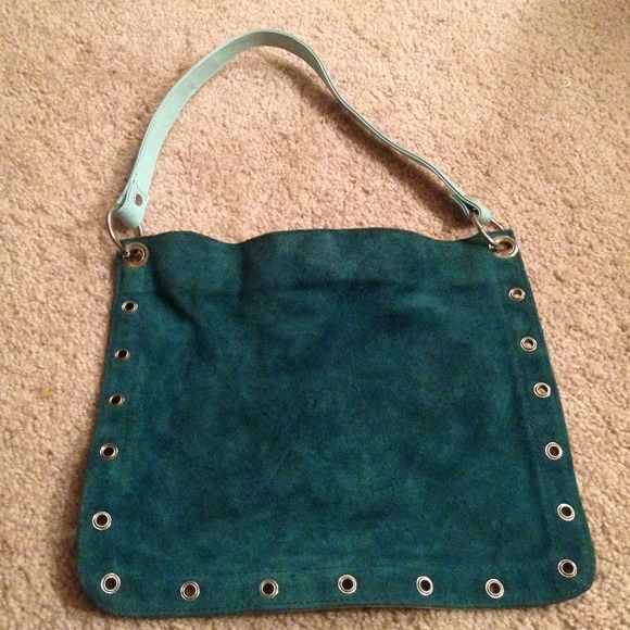 Turquoise suede handbag - Picture 1 of 4
