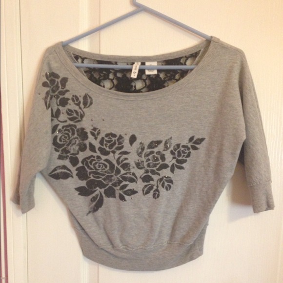 Grey and black crop top sweater