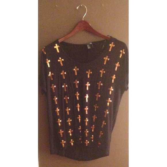 Rose Gold and Black Cross Top