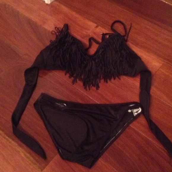 Black Fringe Swim Suit