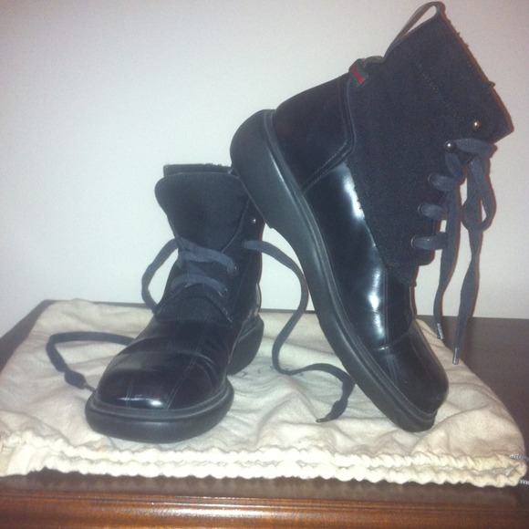 Authentic Black Gucci Military Style Boot