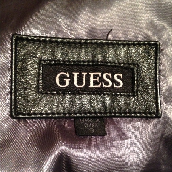 Black (genuine) leather Moto jacket by Guess - Picture 2 of 2