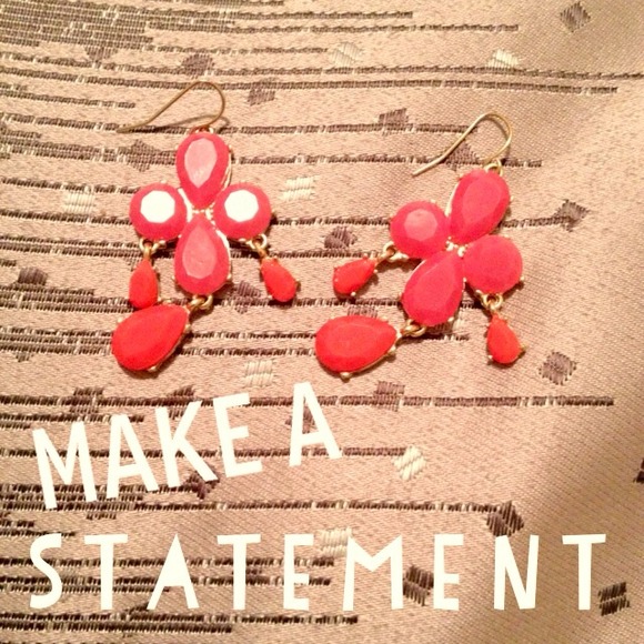 Neon pink and coral statement earrings.