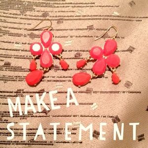 Neon pink and coral statement earrings.