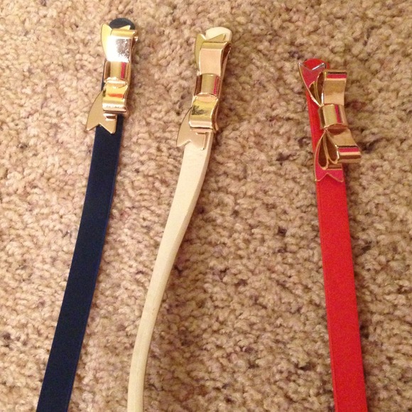 Navy, blue and orange/red bow belt price for one