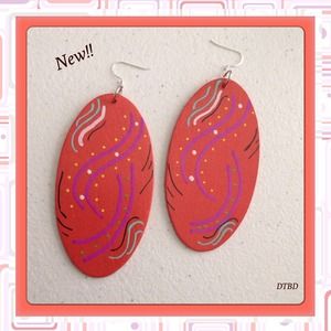 Hand painted wood earrings