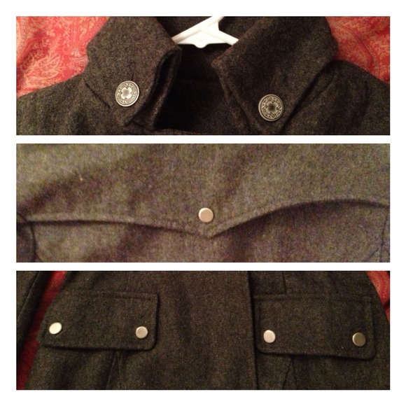 Charcoal Gray Wool Military Jacket - Picture 4 of 4