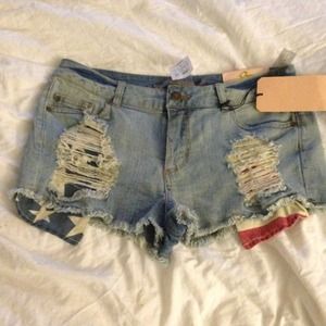 American Flag Jean shorts