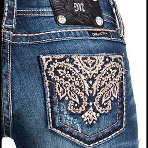 MISS ME JEANS. Cyprus Paisley Boot Cut. Size 26